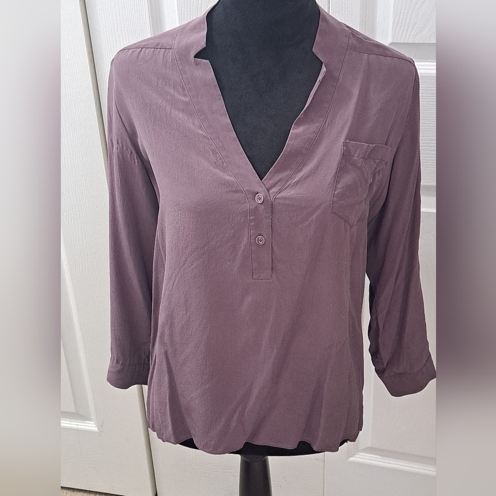 Acrobat Mauve 100% Silk Blouse Size XS